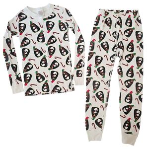 Hanna Andersson 110 (5T) Penguin Play Christmas Long John PJs